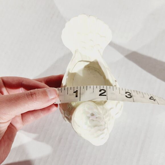 Vtg Tealight Candle Holder Pair Turkey Bird White Lusterware Pearlescent *Chip - Picture 15 of 15